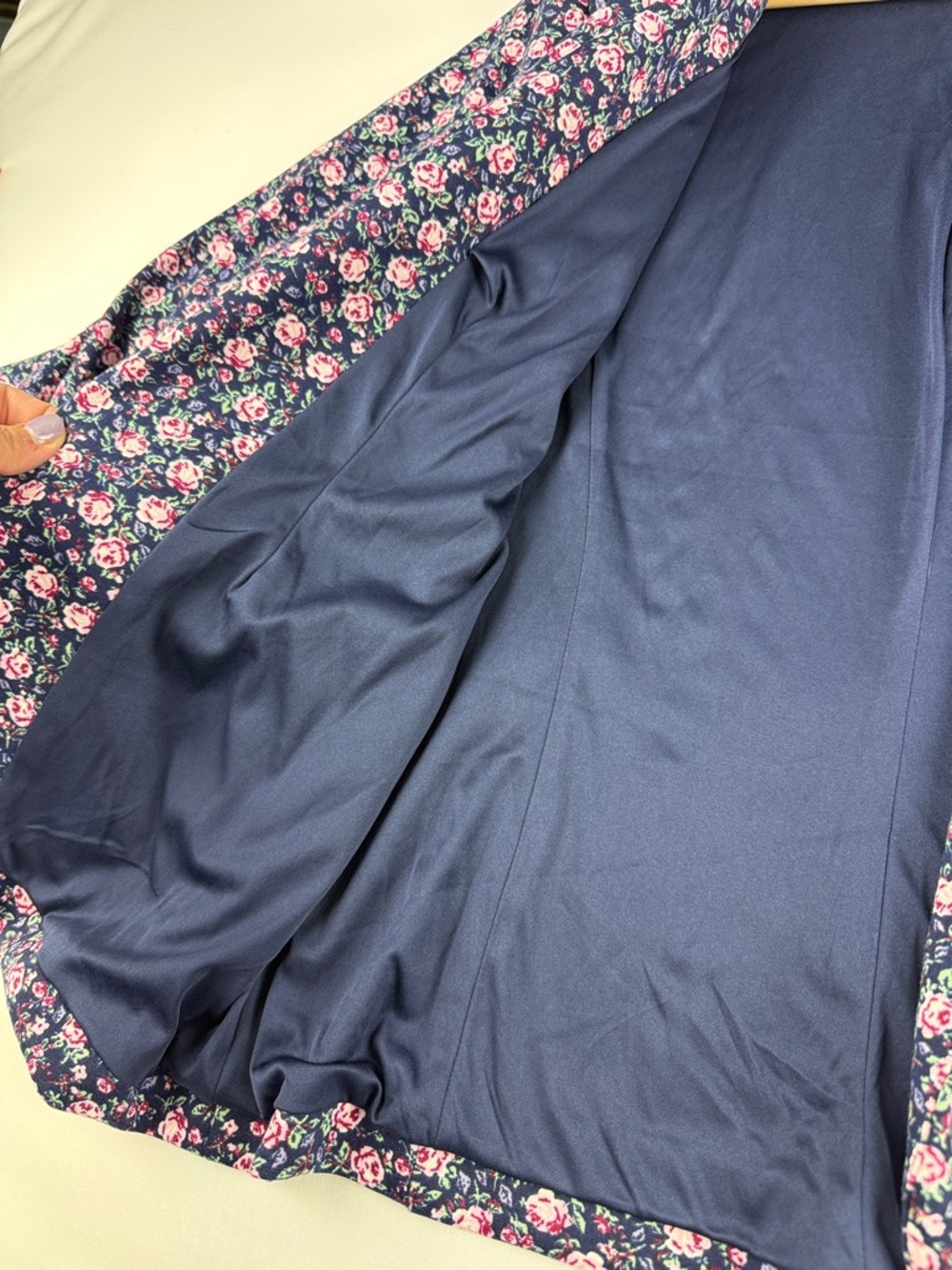LC Lauren Conrad Navy Floral Jacket Size M Lined Feminine Chic - Picture 5 of 8